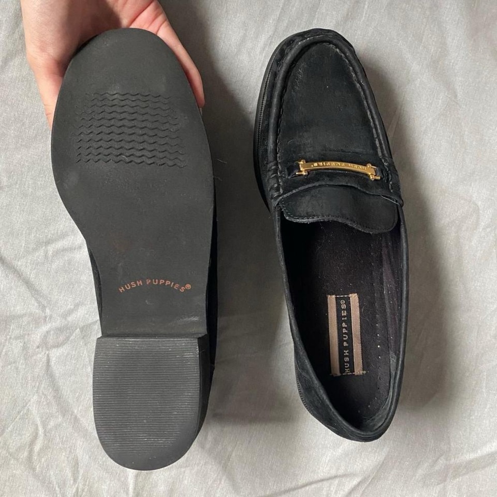 Black Suede Hush Puppies Loafers - Picture 6 of 8
